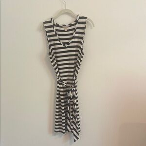 Banana Republic Navy and White Sleeveless Sheath Dress